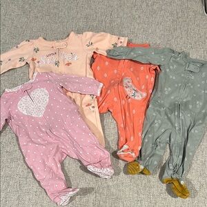 Carter's Kids Footies Set - Pink, Orange, Green